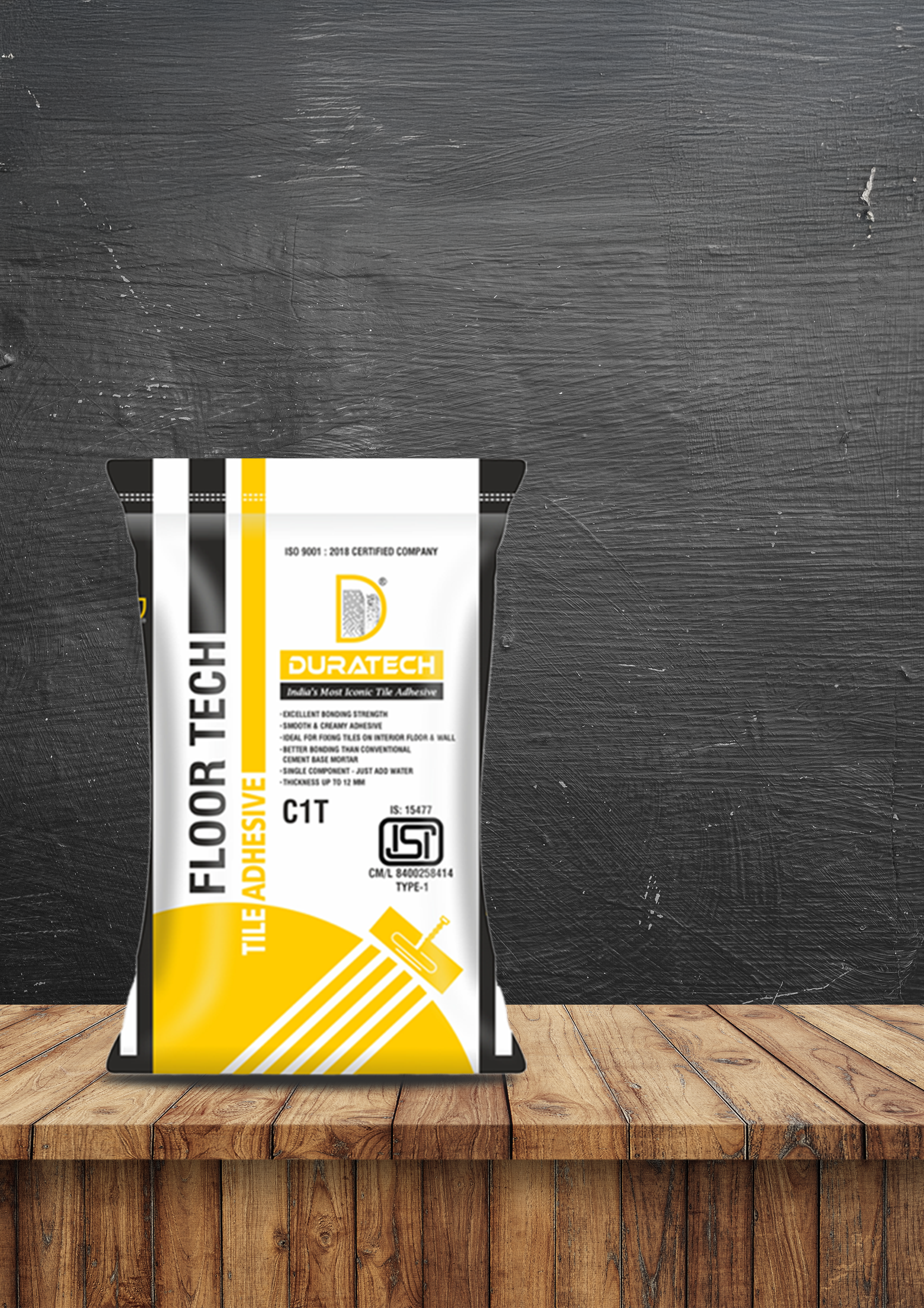 Duratech Floor Tech – cement-based polymer modified quick set tile adhesive